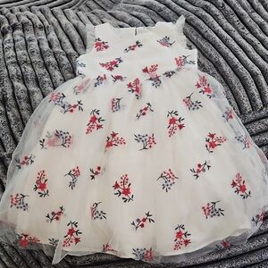 Kensie Girl Floral Embroidered Dress - White and Red